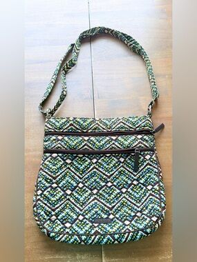 Quilted Crossbody Bag in Brown and Teal - Casual Women's Shoulder Bag